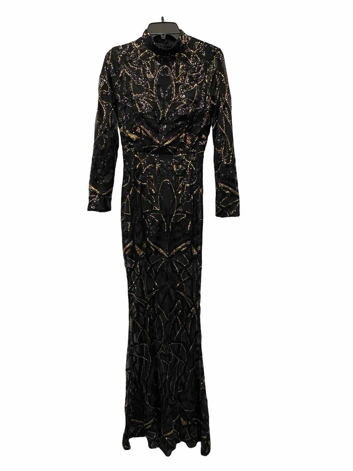 Miss Ord Size M Black Gold sequined NWT Dress
