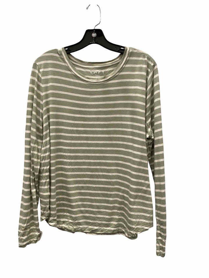 Loft Size XL Green Stripe Long Sleeve Shirts