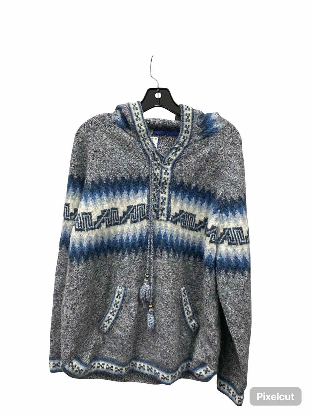 Yusutex Size L Blue White Print Alpaca wool Sweater