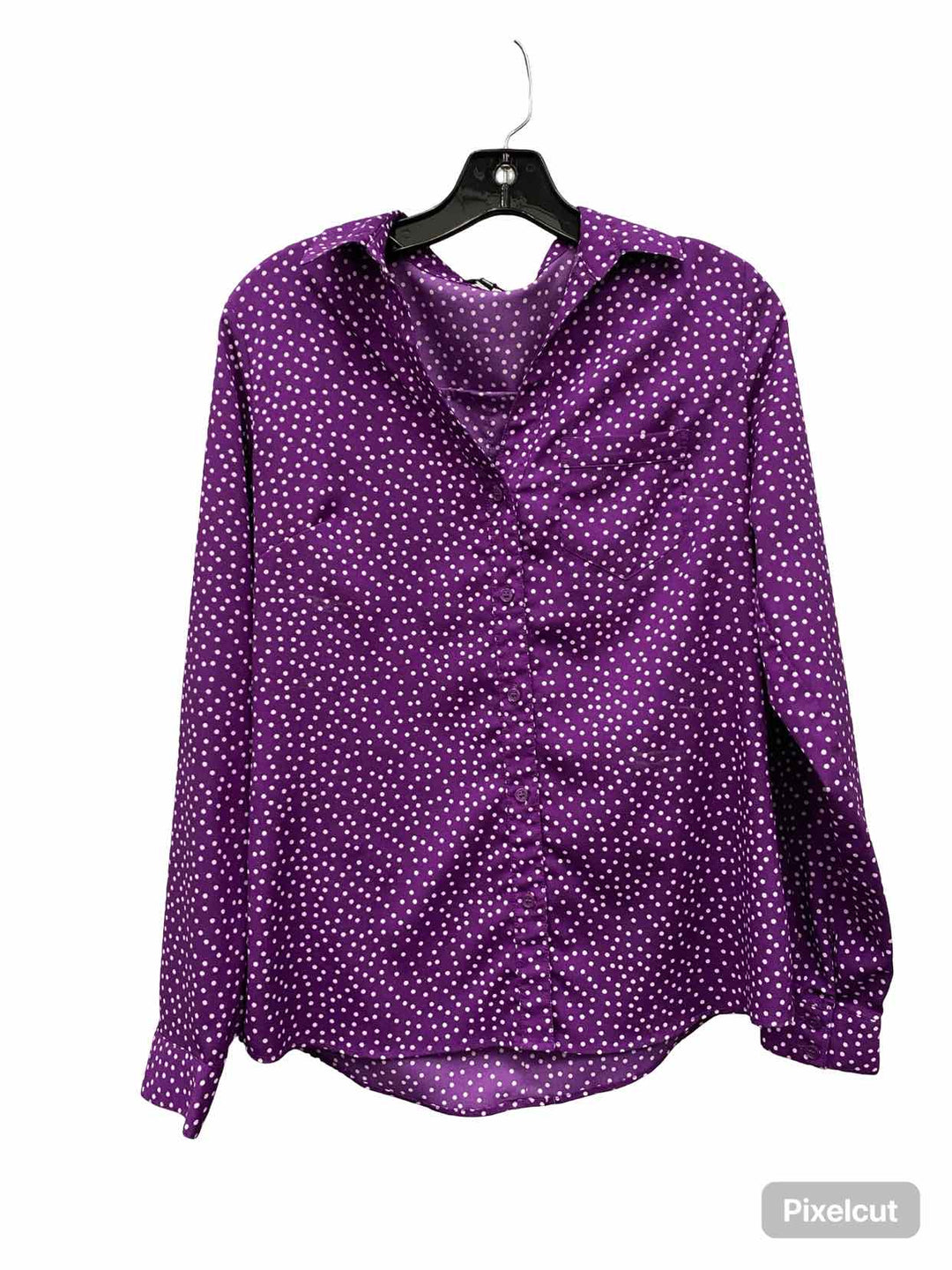 The Limited Size S Purple White Polka Dot Long Sleeve Shirts