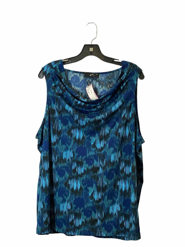 GNW Size 2X Blue Black Print Tank Top