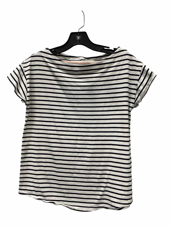 Boden Size 8 White navy Striped Short Sleeve Shirts
