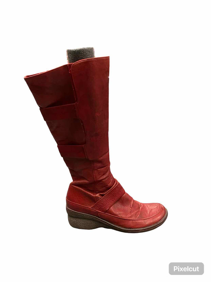 Miz Mooz Shoe Size 38 Red Leather Oakley Boots(knee)