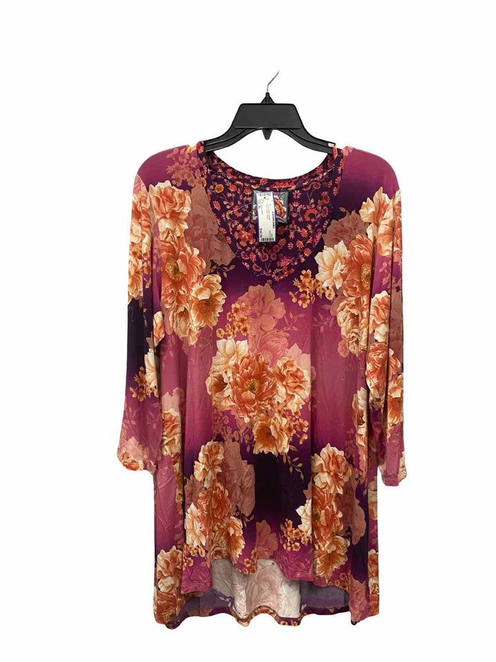 Johnny Was Size XL Pink Purple Floral Long Sleeve Shirts