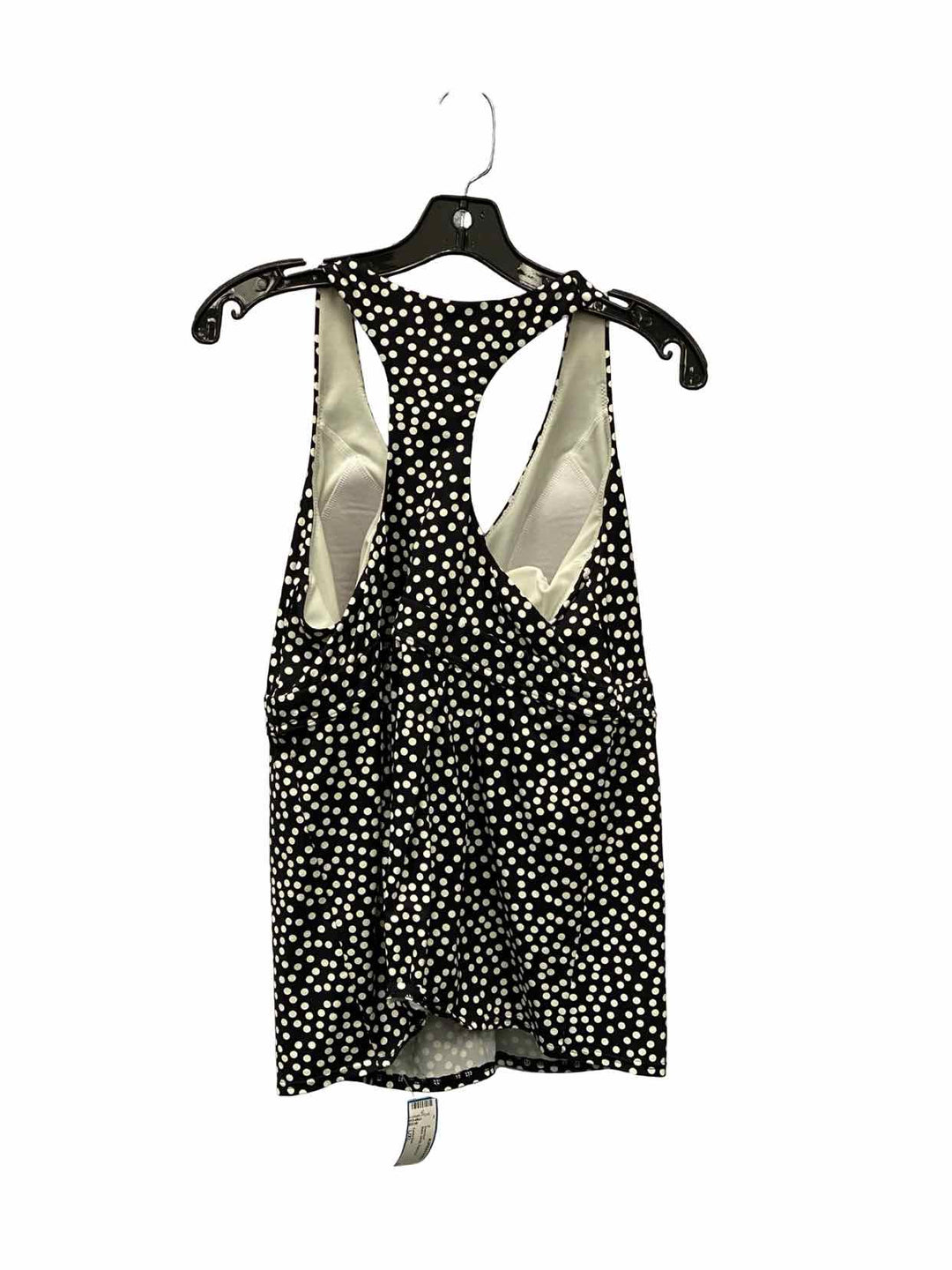 Lands End Size L/XL Black White Polka Dot Swimsuit