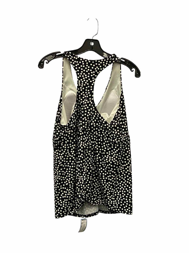 Lands End Size L/XL Black White Polka Dot Swimsuit