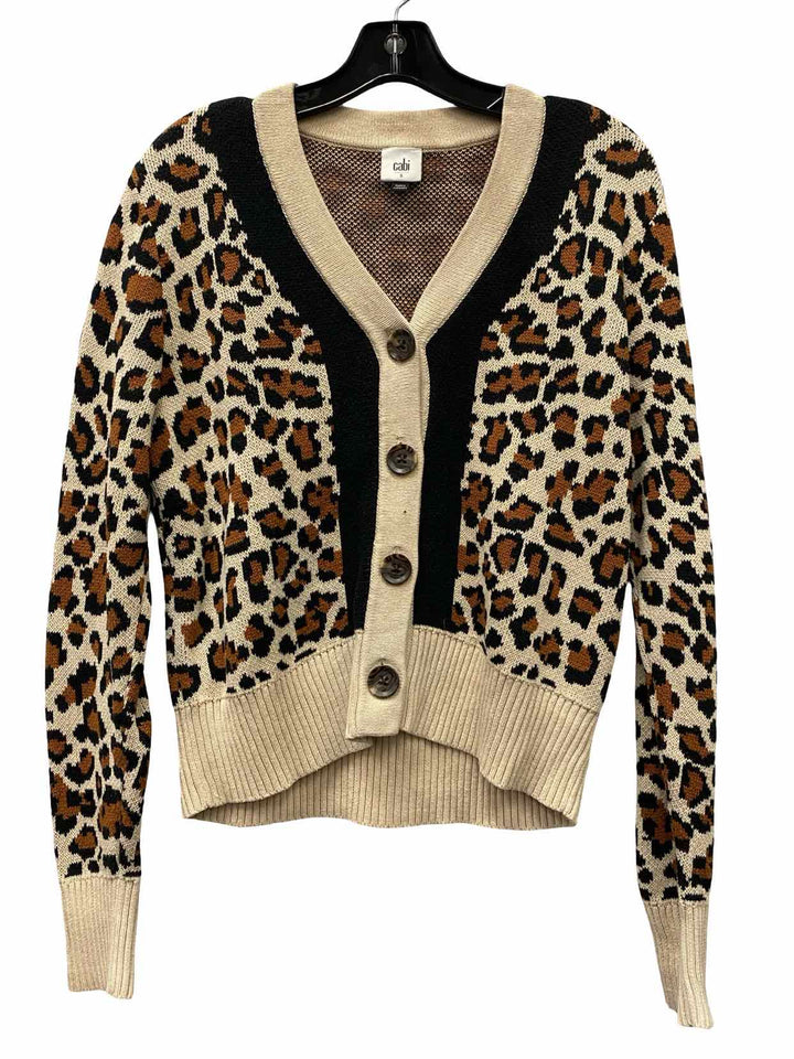 Cabi Size S Brown Black Leopard Print Sweater