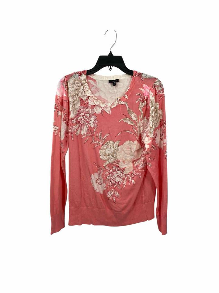 Talbots Size M Pink White Floral Long Sleeve Shirts