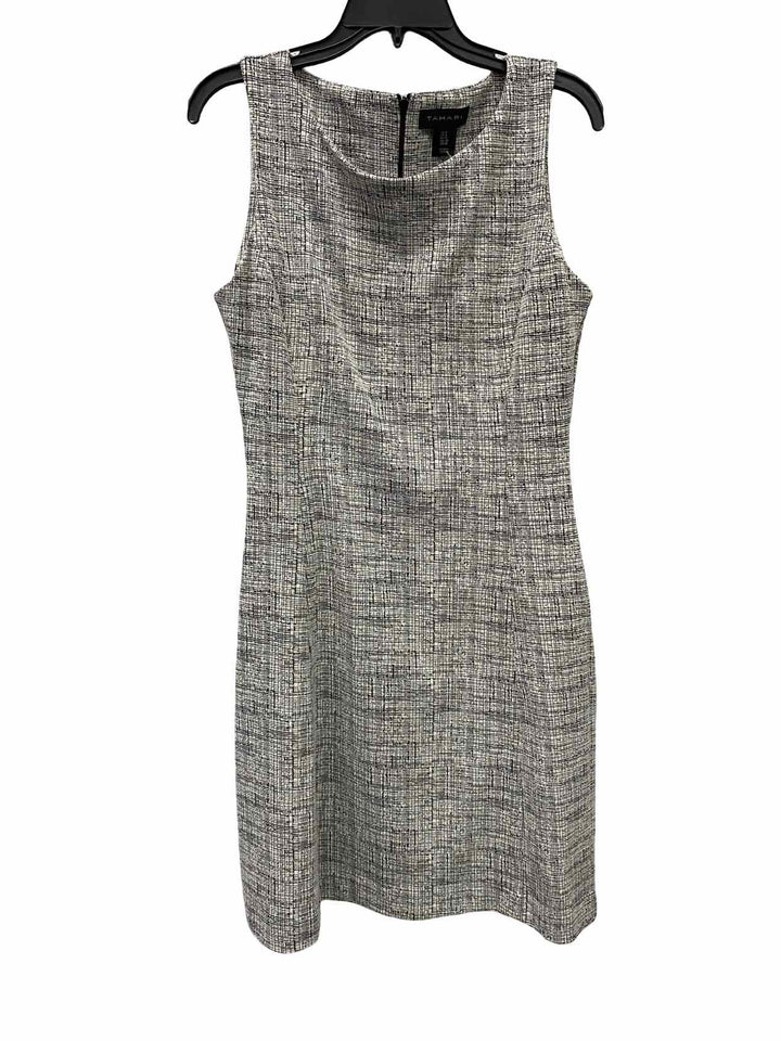 Tahari Size 8 Grey Black Grid Dress