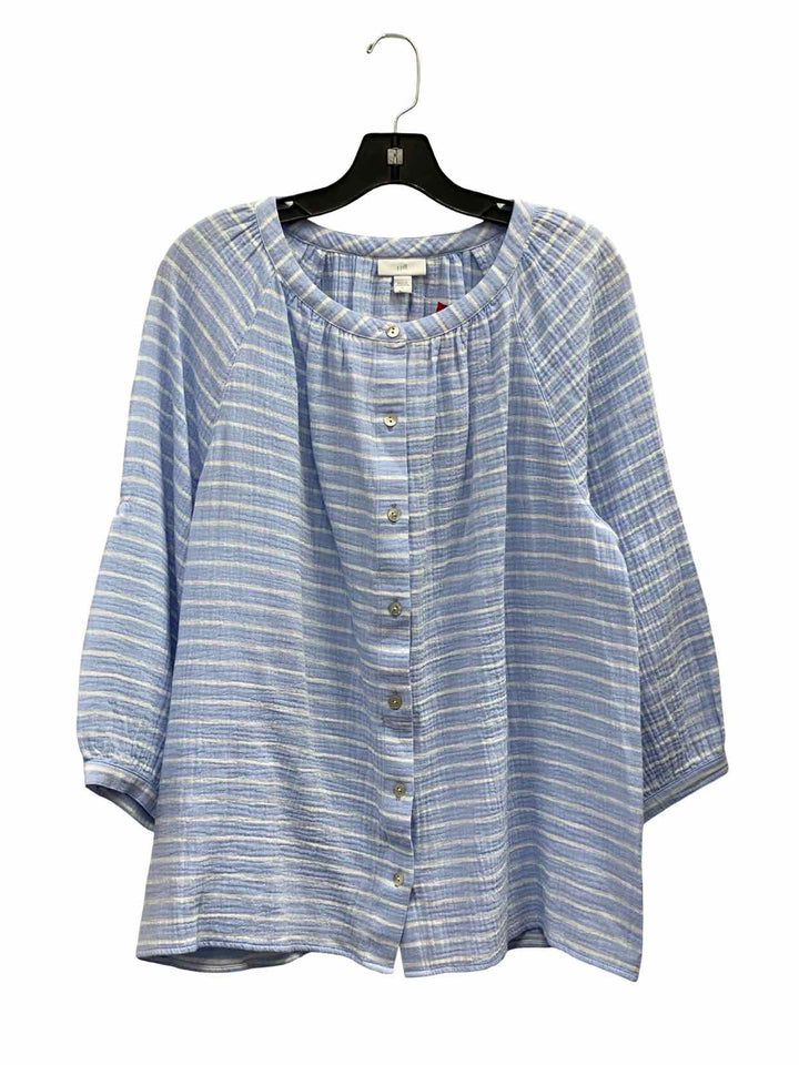 J Jill Size L Blue White Stripe 100% cotton NWT Long Sleeve Shirts