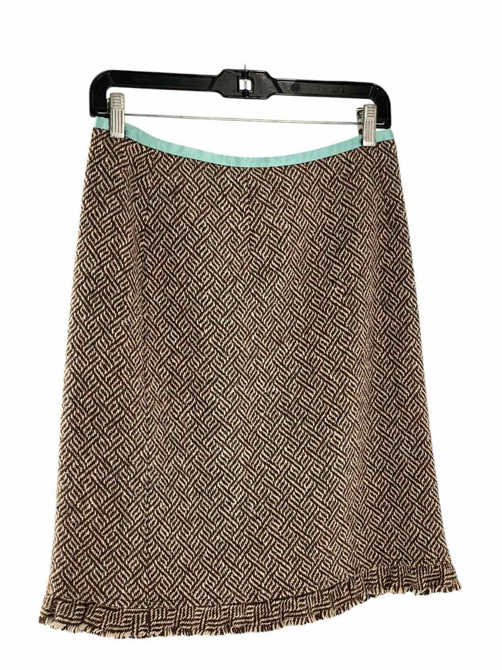 ETCETERA Size 2 Brown Beige Print Skirt