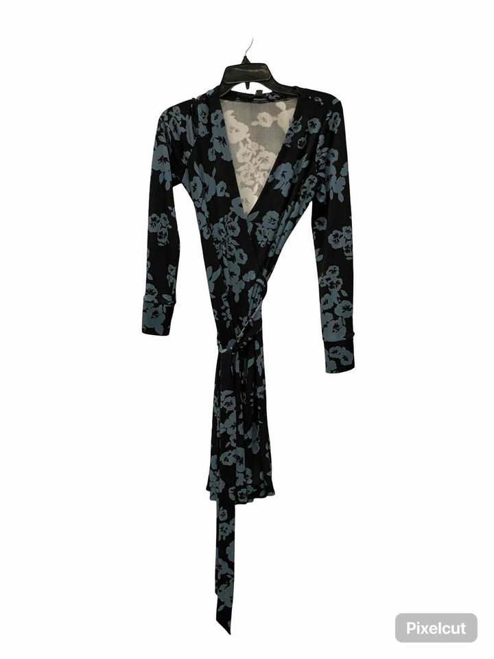 Ann Taylor Size 2P Black Blue Floral Dress