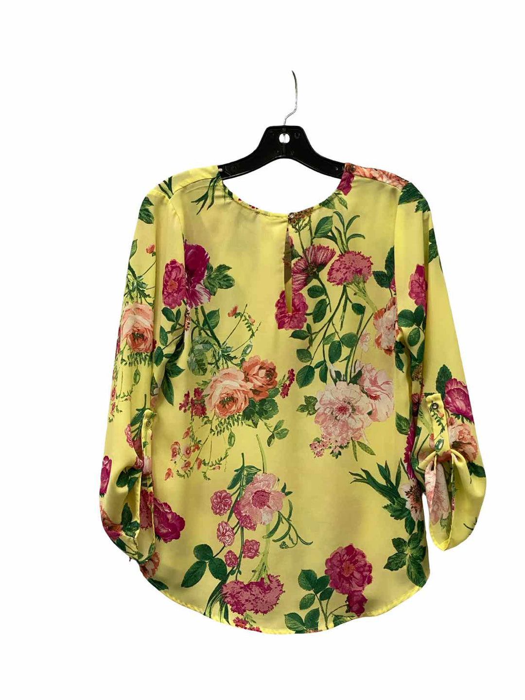 OLM Size M Yellow Pink Floral Long Sleeve Shirts