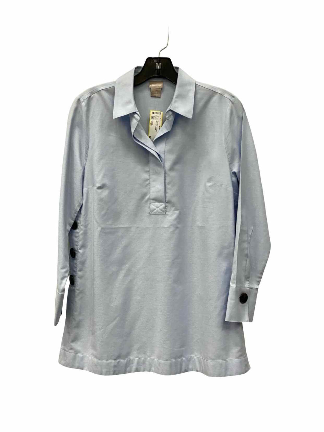 Chico's Size 00(2) Blue 100% cotton Long Sleeve Shirts
