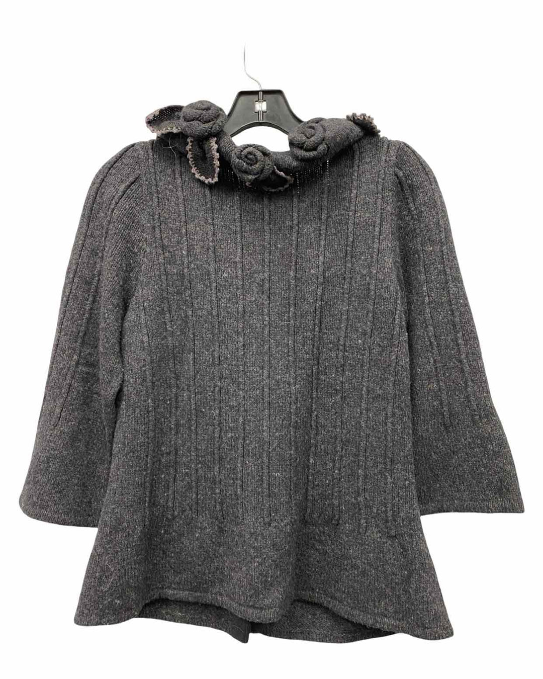 Charlie & Robin Size M Black Floral Wool Sweater