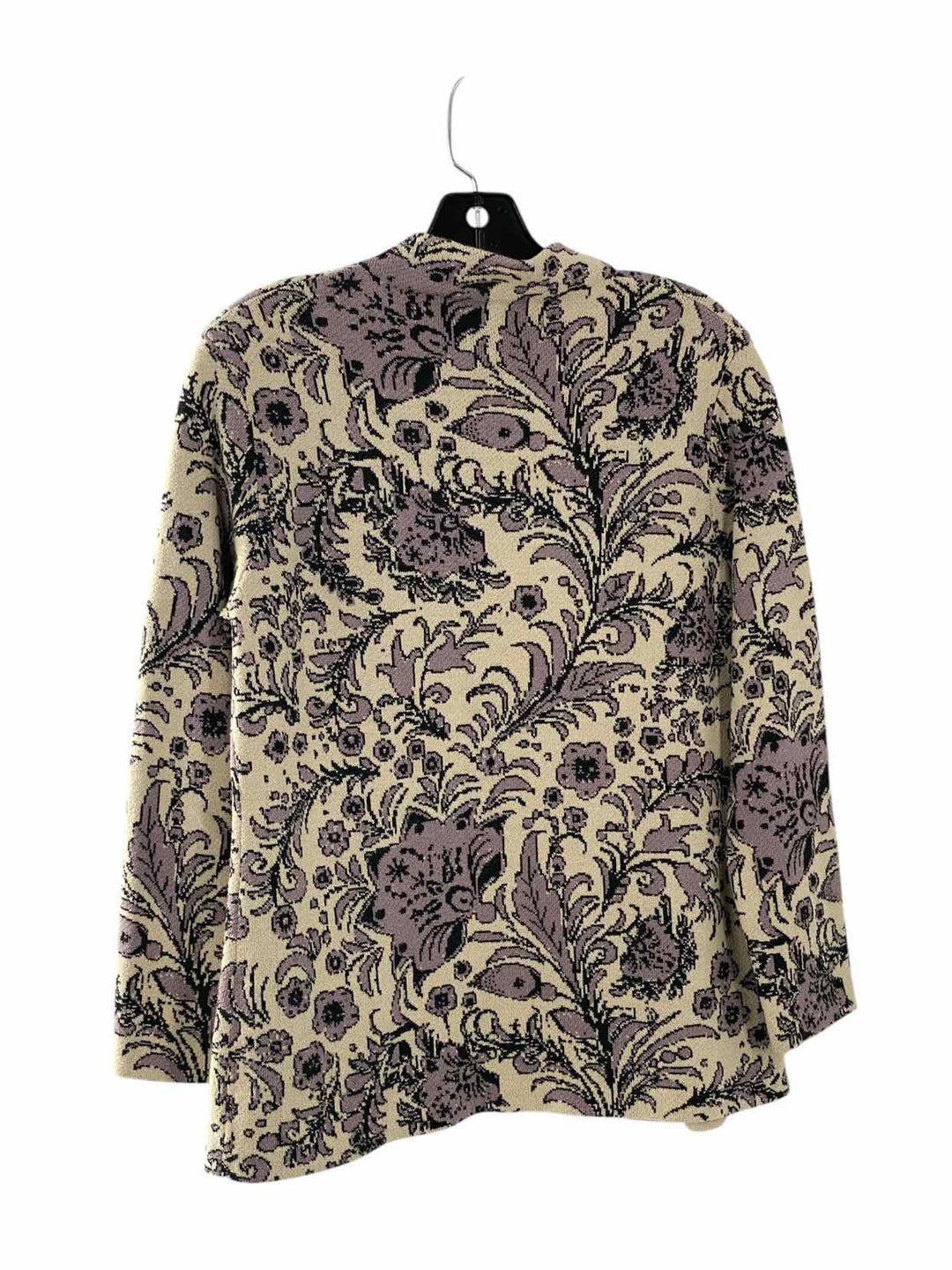 Invisible World Size M Beige Purple Floral Sweater