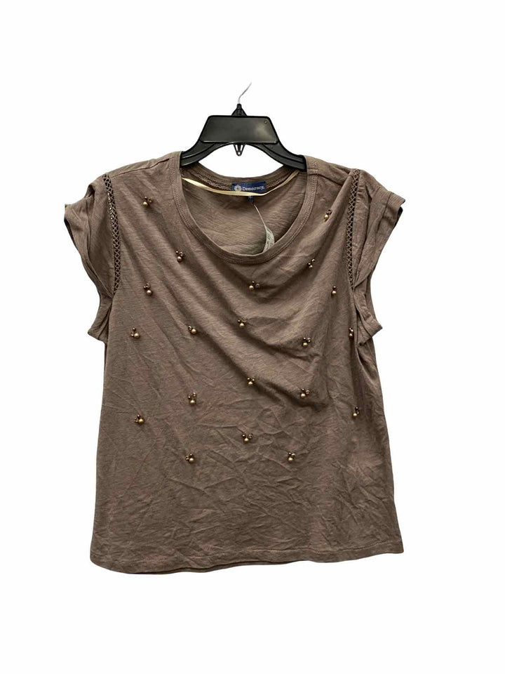 Democracy Size M Brown Beaded T-shirt