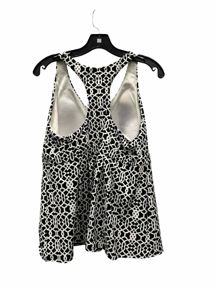 Lands End Size 18 White Black Print Swimsuit Top
