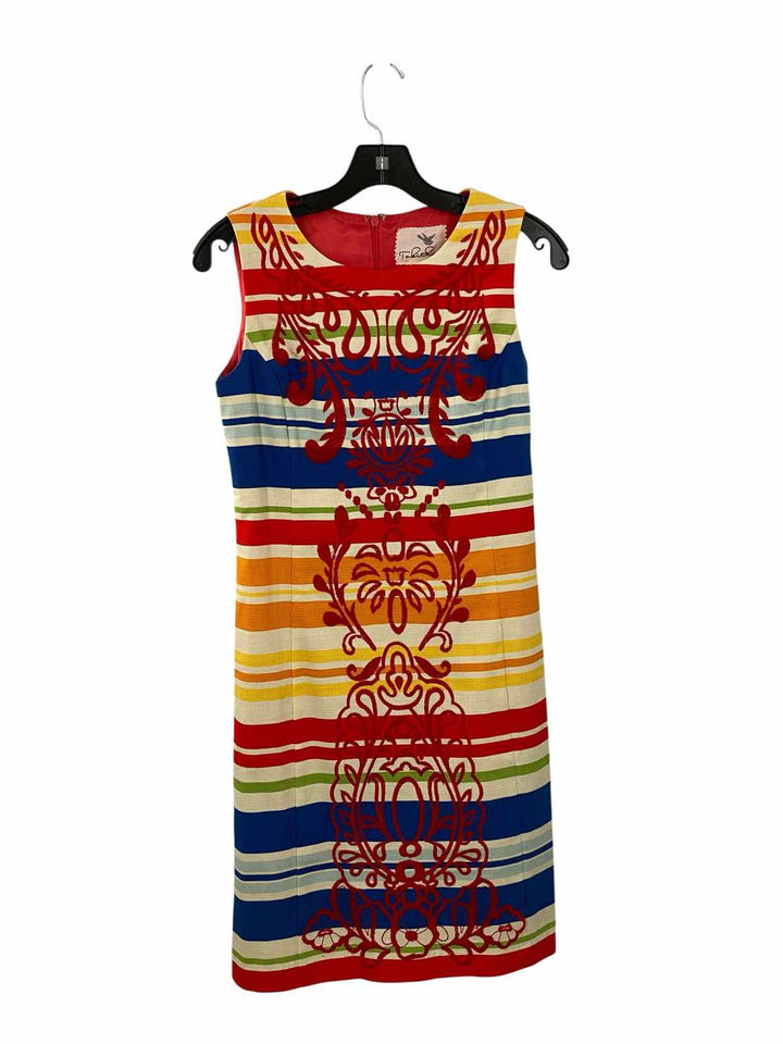 Tabitha Size 2 Red Multi Print Cotton Blend Dress