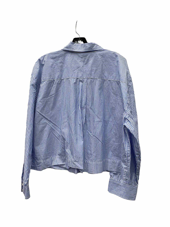 Loft Size XL White Blue Striped Long Sleeve Shirts