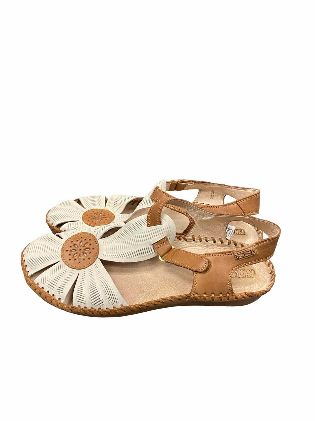Pikolinos Shoe Size 41 Brown Cream Leather P. Vallarta Sandals
