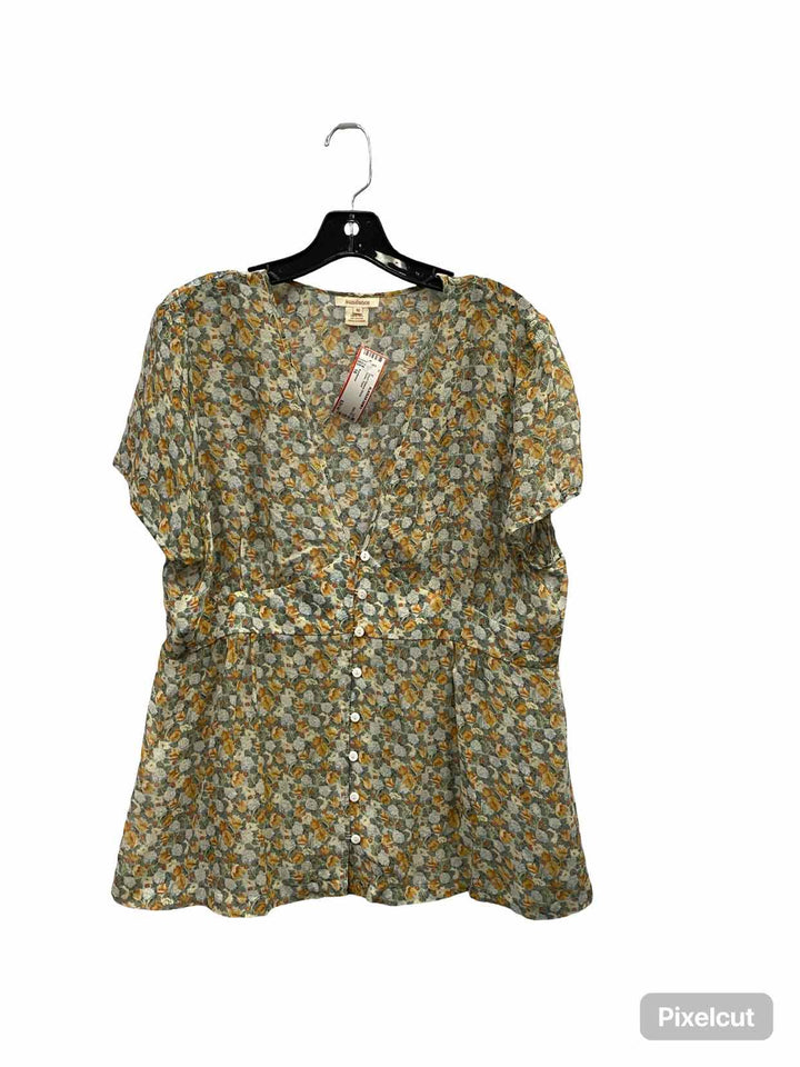 Sundance Size 16 Green Floral Short Sleeve Shirts