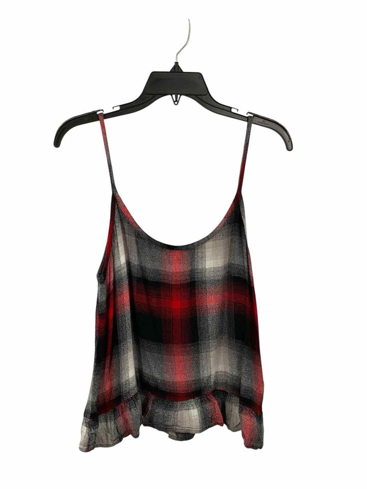 Cloth & Stone Size M Red White & Grey Plaid Rayon Tank Top