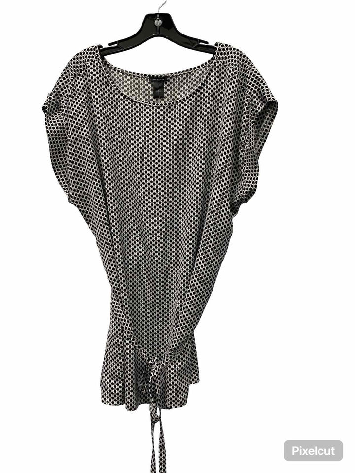 Ann Taylor Size XL Black White Print Short Sleeve Shirts