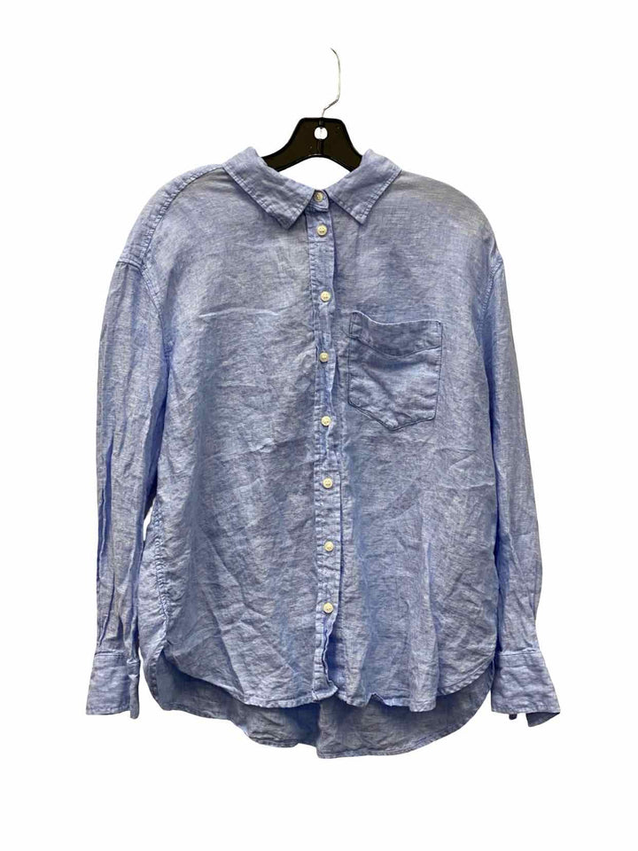 Gap Size M light beige Blue 100% Linen Button Up Long Sleeve Shirts