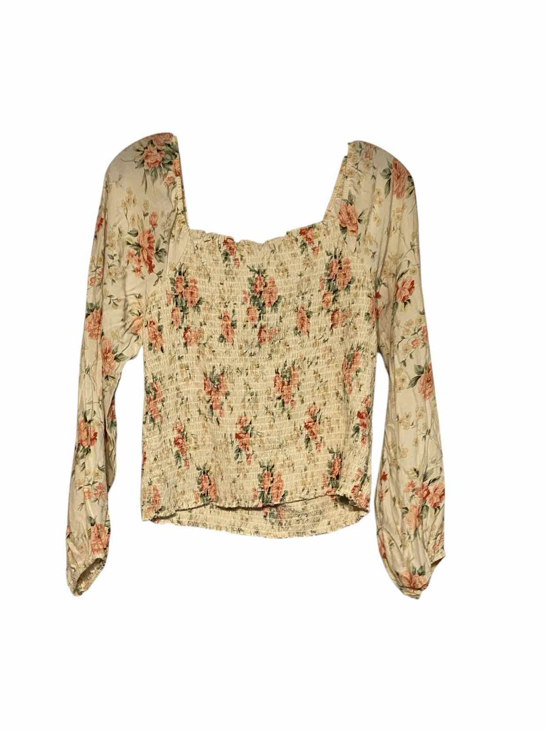 American Eagle Size L White Pink Long Sleeve Shirts