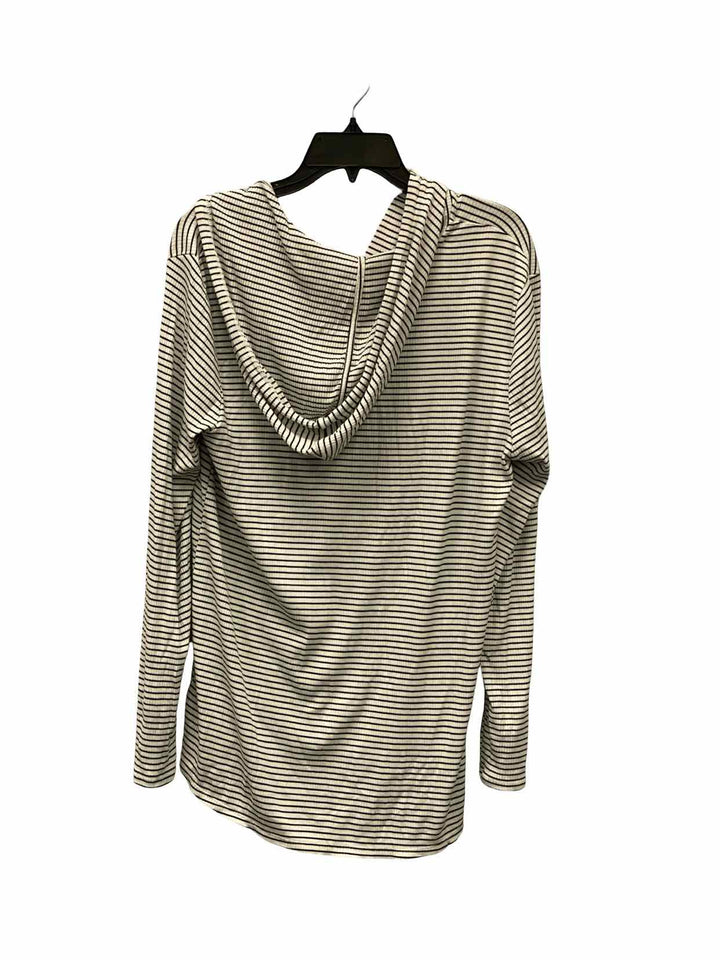 Carve Designs Size L White Black Striped Sweatshirt