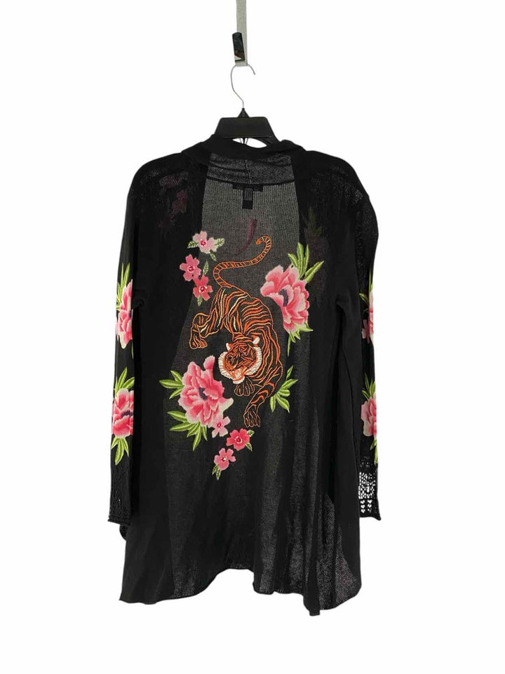 INC Size S Black Multi Tiger and Flowers Sweater