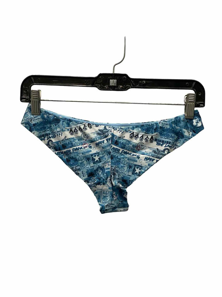 Frankies Bikinis Size M Blue Print Swimsuit Bottom