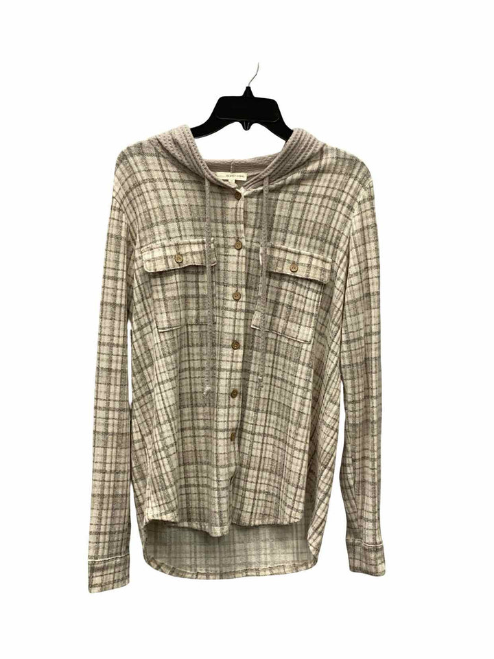 Modish Rebel Size M Grey off white Plaid Long Sleeve Shirts