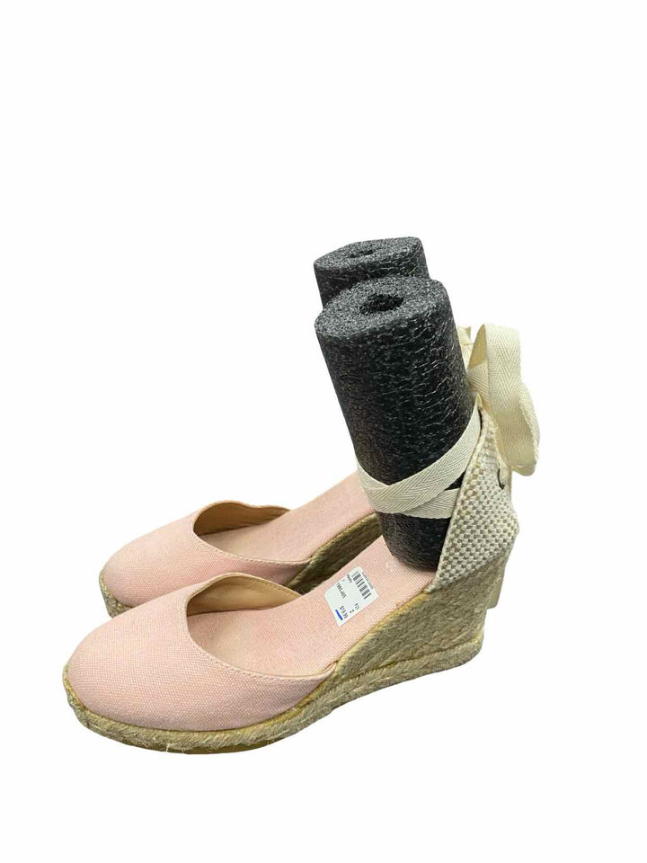 Espadrille Shoe Size 7 Beige Pink Wedge Heels