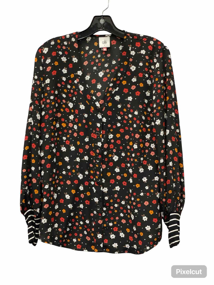 Cabi Size S Black Multi Floral Long Sleeve Shirts