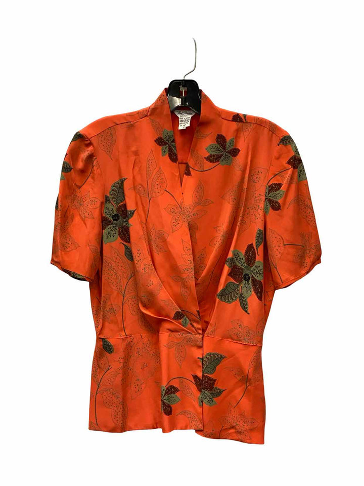 Paul Stanley Size 12 Orange Floral 100% silk Short Sleeve Shirts
