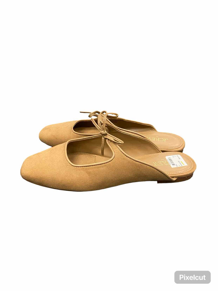 J Crew Shoe Size 9 Beige Faux Suede Bow Slip On Mules