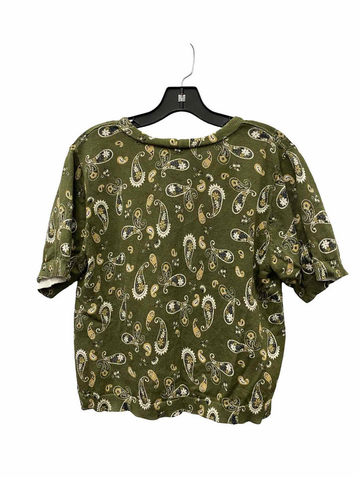 Loft Size M Green White Print Sweater
