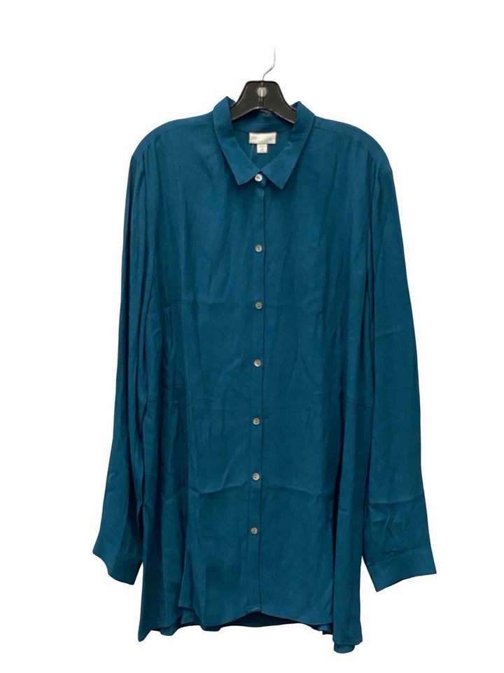 J Jill Size XL Teal Long Sleeve Shirts