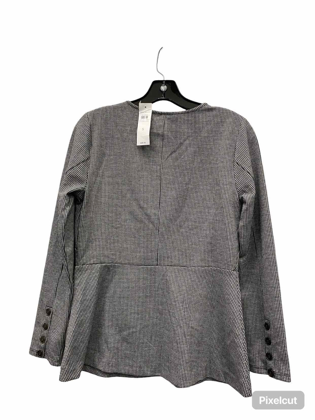 Ann Taylor Size S Black White Houndstooth Long Sleeve Shirts