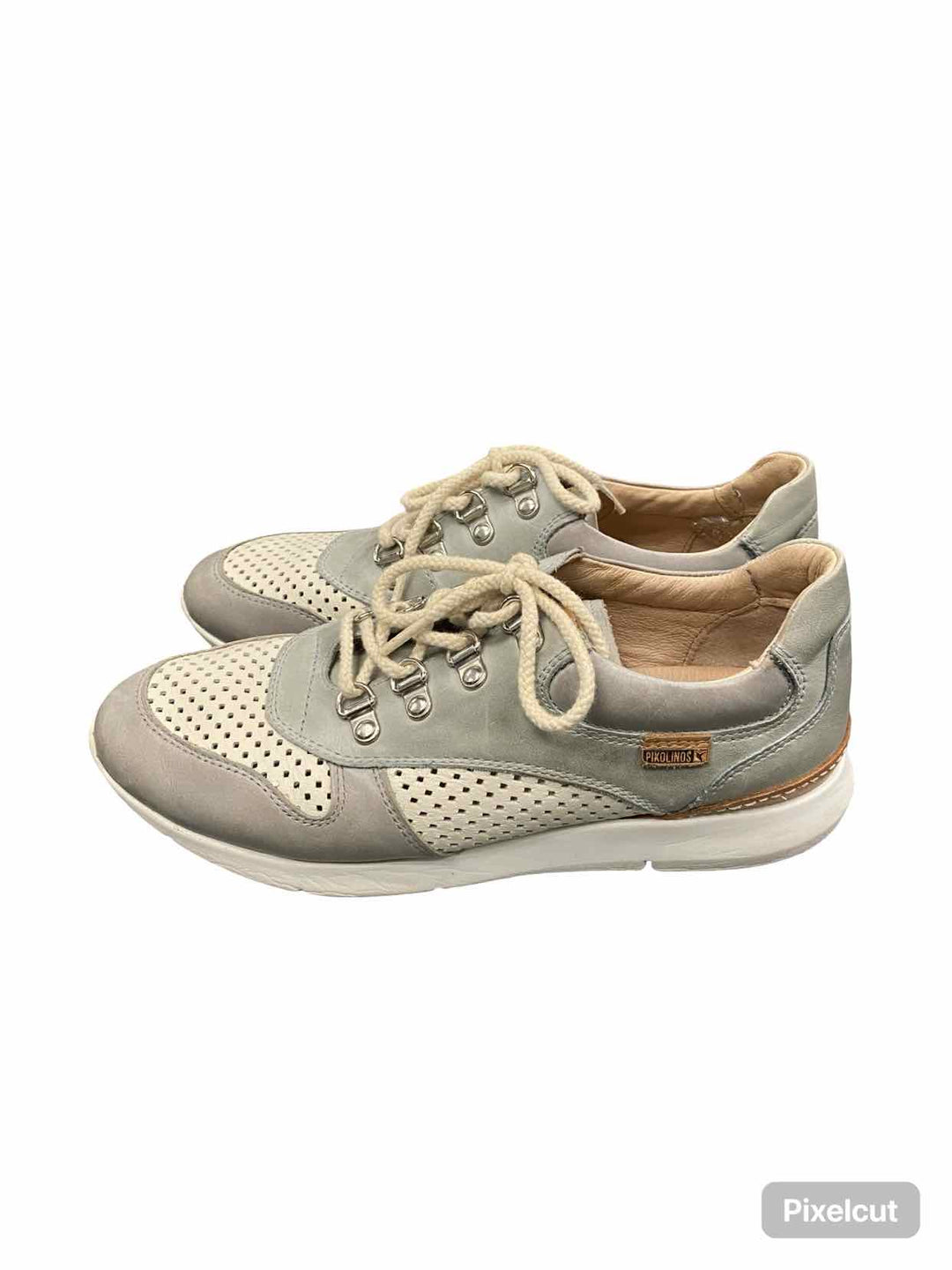 Pikolinos Shoe Size 39 Grey Perforated Leather Sneakers