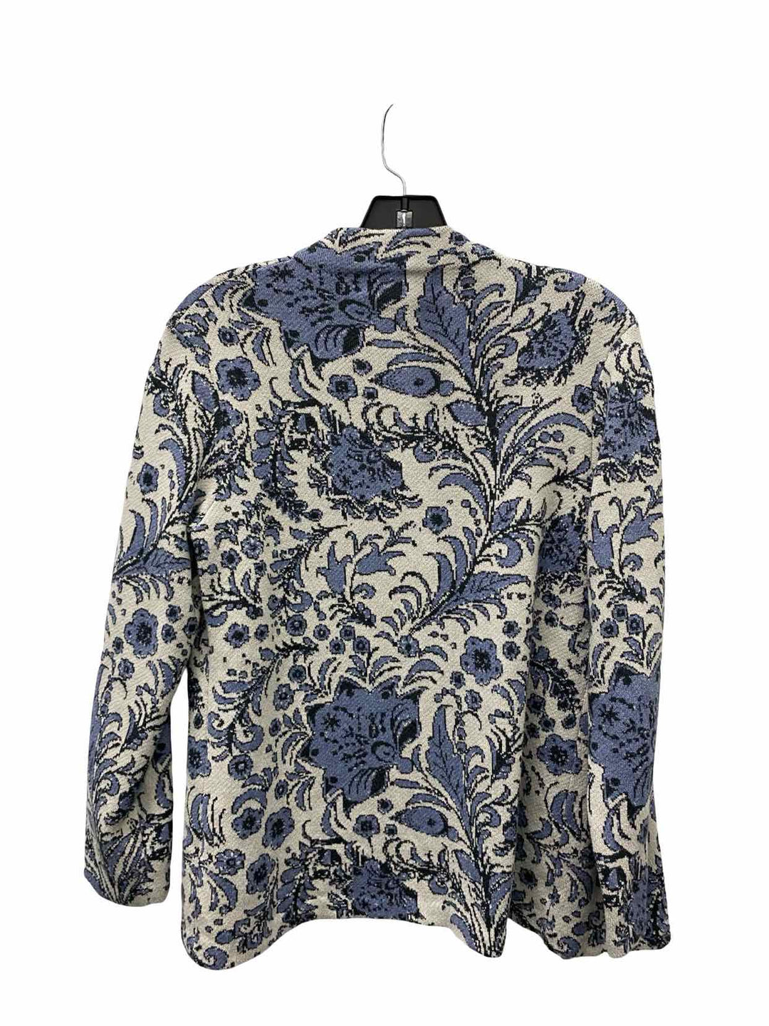 Invisible World Size M White Blue Floral 100% Pima Cotton Sweater