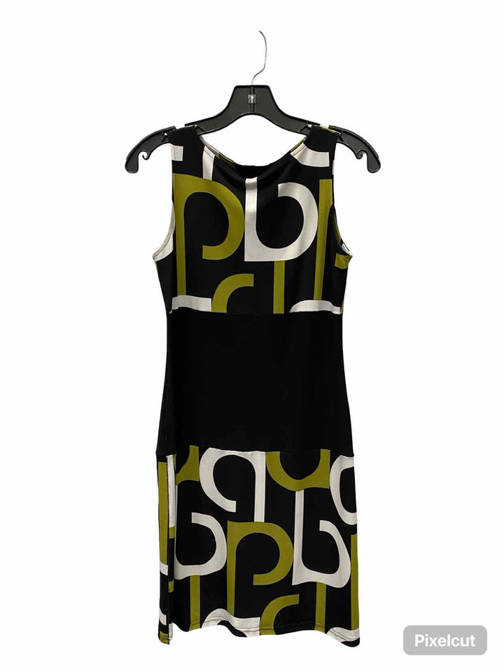 Joseph Ribkoff Size 6 Black Green Dress