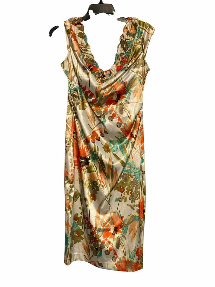 Maggy London Size 10 White Multi Dress