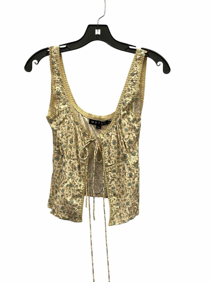 Motel Size XXS Cream Blue Roses Tank Top