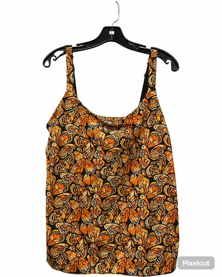 Duluth Trading Size L Orange Black Butterfly 95% Cotton Tank Top