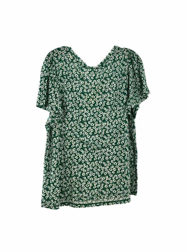 Lucky Brand Size XL Green White Floral Short Sleeve Shirts