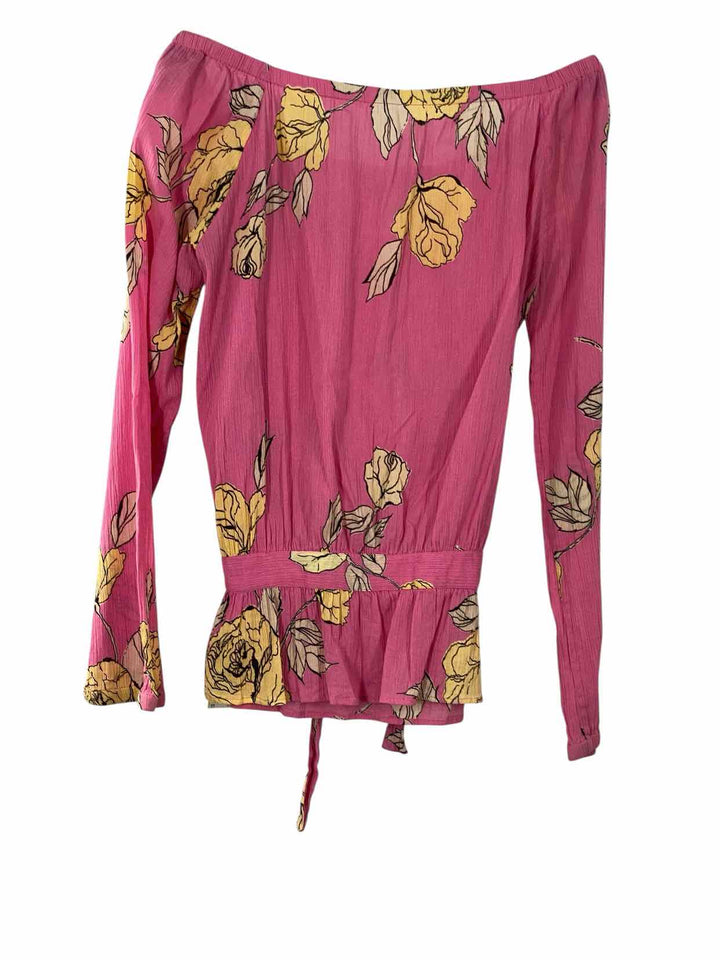 French Connection Size 6 Pink Floral Cotton Long Sleeve Shirts