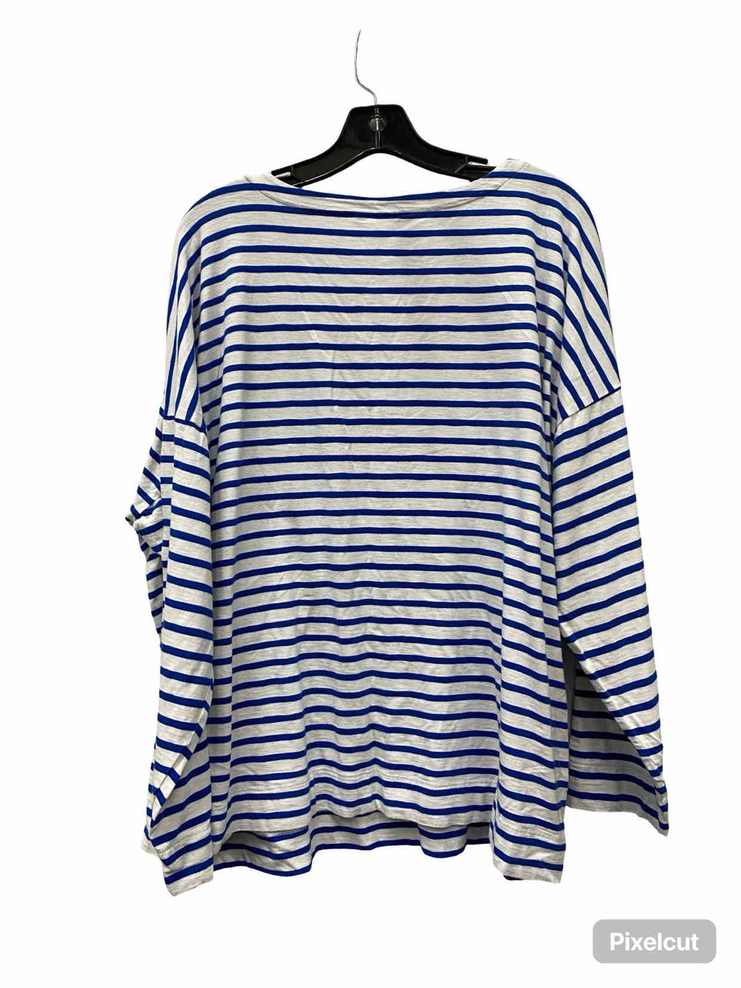 J Jill Size 2XL White Blue Striped Long Sleeve Shirts